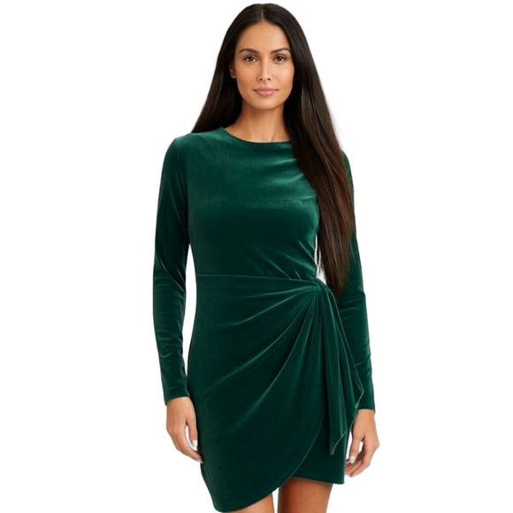 Express Dresses & Skirts - Express Dark Green Velvet Long Sleeve Dress Size XL NWT